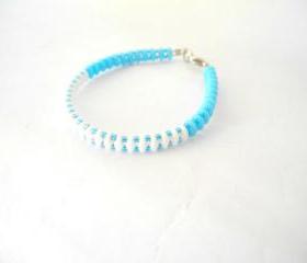 white and blue bracelet, bead bracelet, Seed Bead bracelet, spring colors bracelet, gift, Beaded Bracelet